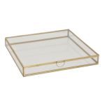 Box handmade of brass with transparant glass square 31x31 hg 4cm