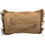 Cushion braided jute natural with fringes Shaggy Bohemian 50x30cm