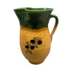 Pitcher handmade ceramics ocre green with olive design