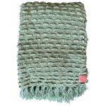 Throw chenille green with fringes 130x170cm