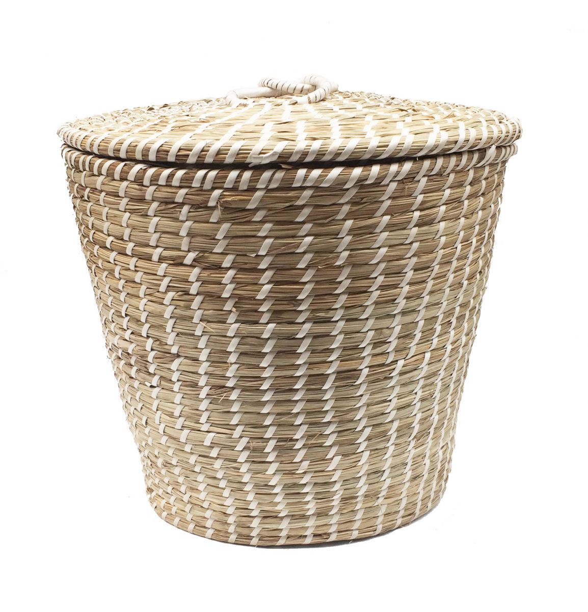 basket with lid grass beige deco hg37x4030cm