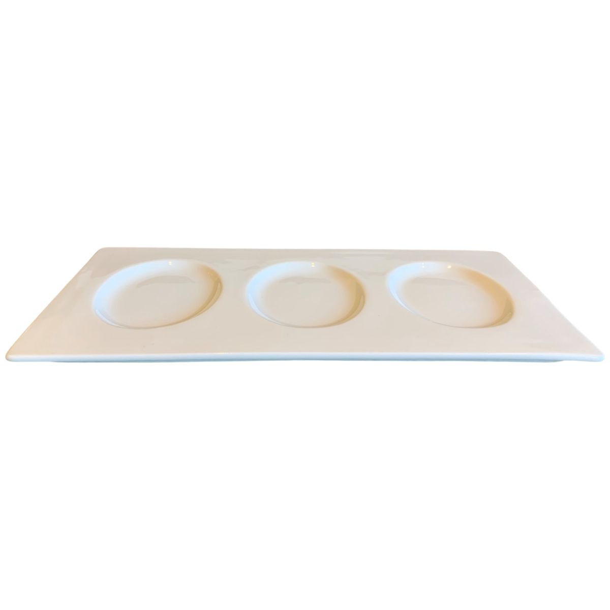 bord porselein rechthoekig met 3 ovale schaaltjes en 3 schoteltjes set
