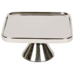 Taartplateau vierkant zilver tint aluminium br 18 x 18 hg 12 cm