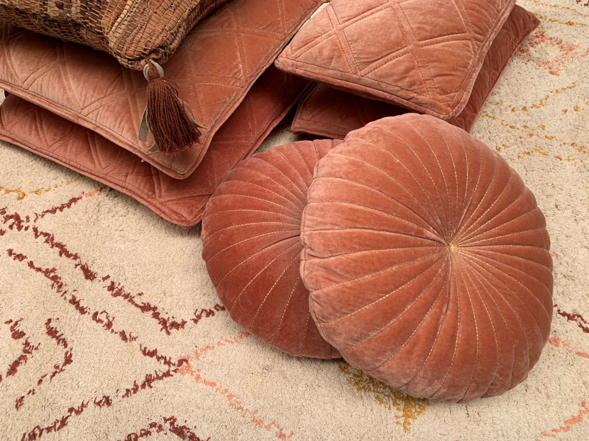 cotton tufted rug coral pink ocre 160x230cm