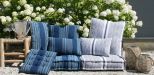 cushion cotton indigo blue lines white 40x40cm