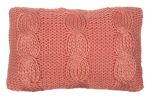 Cushion knitted cables pattern Coral pink 50x30cm