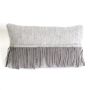 Cushion wool light grey with suedine fringes 60x40cm