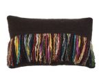 Cushion Mohair brown with multi fringe 50x30cm