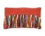 cushion mohair orange with multi fringe 50x30cm with filler