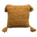 cushion recycled leather ocher yellow 45x45cm double sided