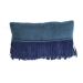 cushion royal blue with suedine fringes 50x30cm