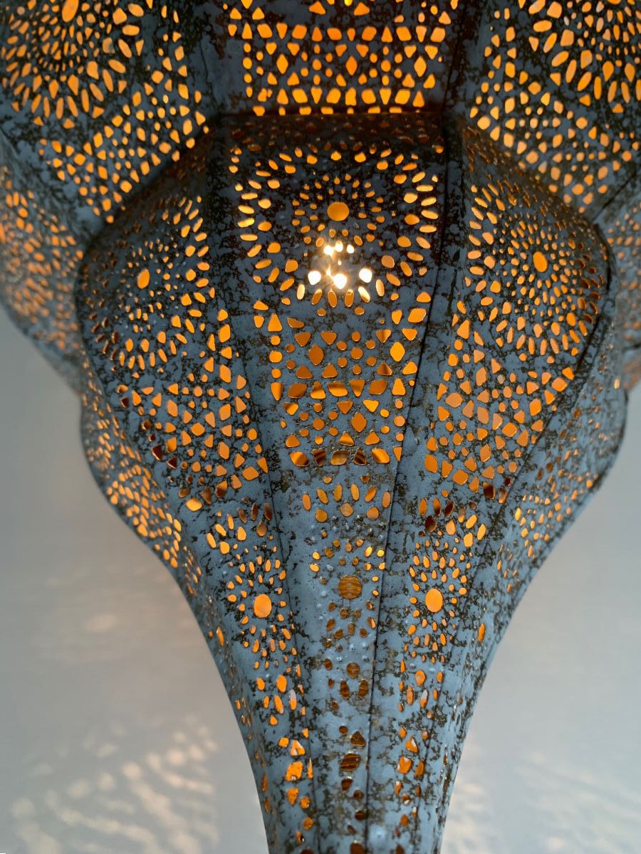 hanging lamp oriental filigree metal whitewash gold hg 48 22 cm