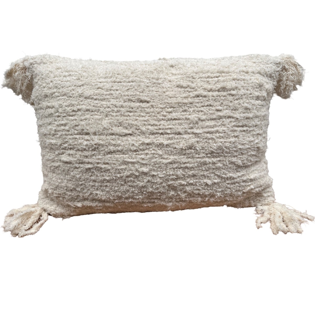 Kussen gerecycled katoen ivoor ecru BOHO 60x40cm