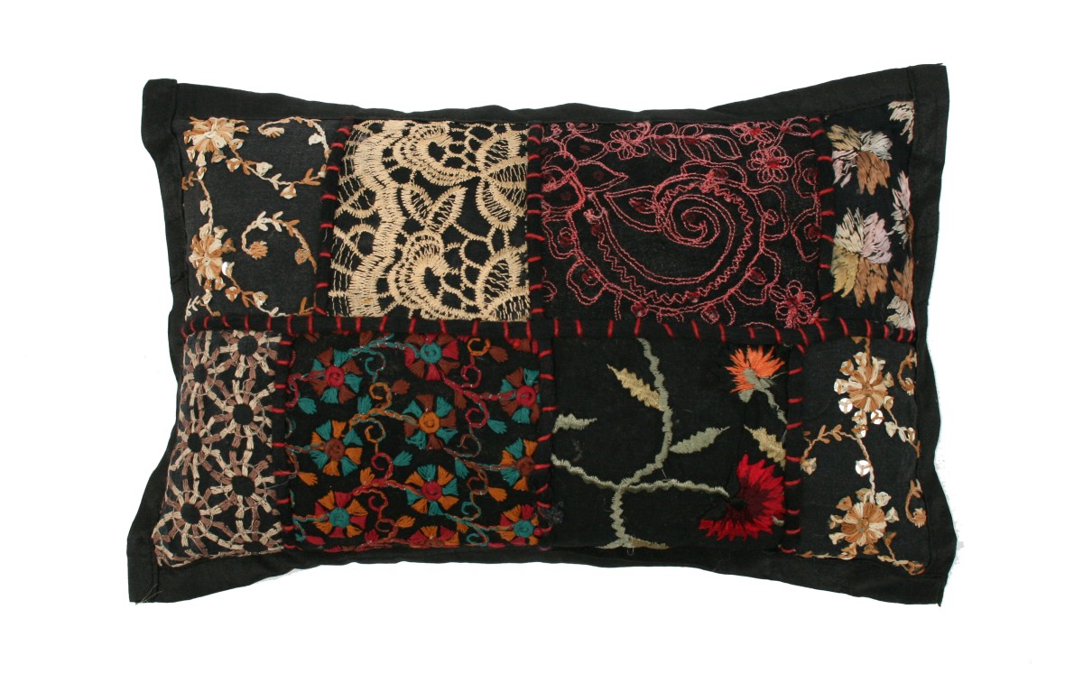 Kussentje Oosters 1001Nacht Patchwork zwart 30x20cm