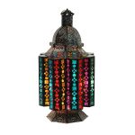 Tafellamp Oosters Zwart met gekleurd glas Rajasthan hg49 ø26cm