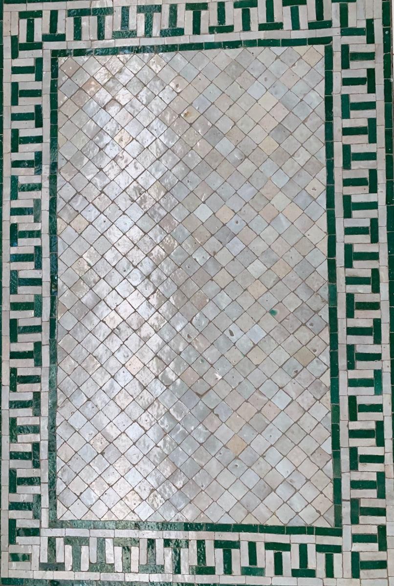 mosaic table salon lounge greengrey retro 69x1195 hg 48 cm