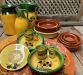pitcher handmade ceramics ocre green with olive design