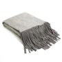 Plaid light grey wool melange with suedine fringes 130x170cm