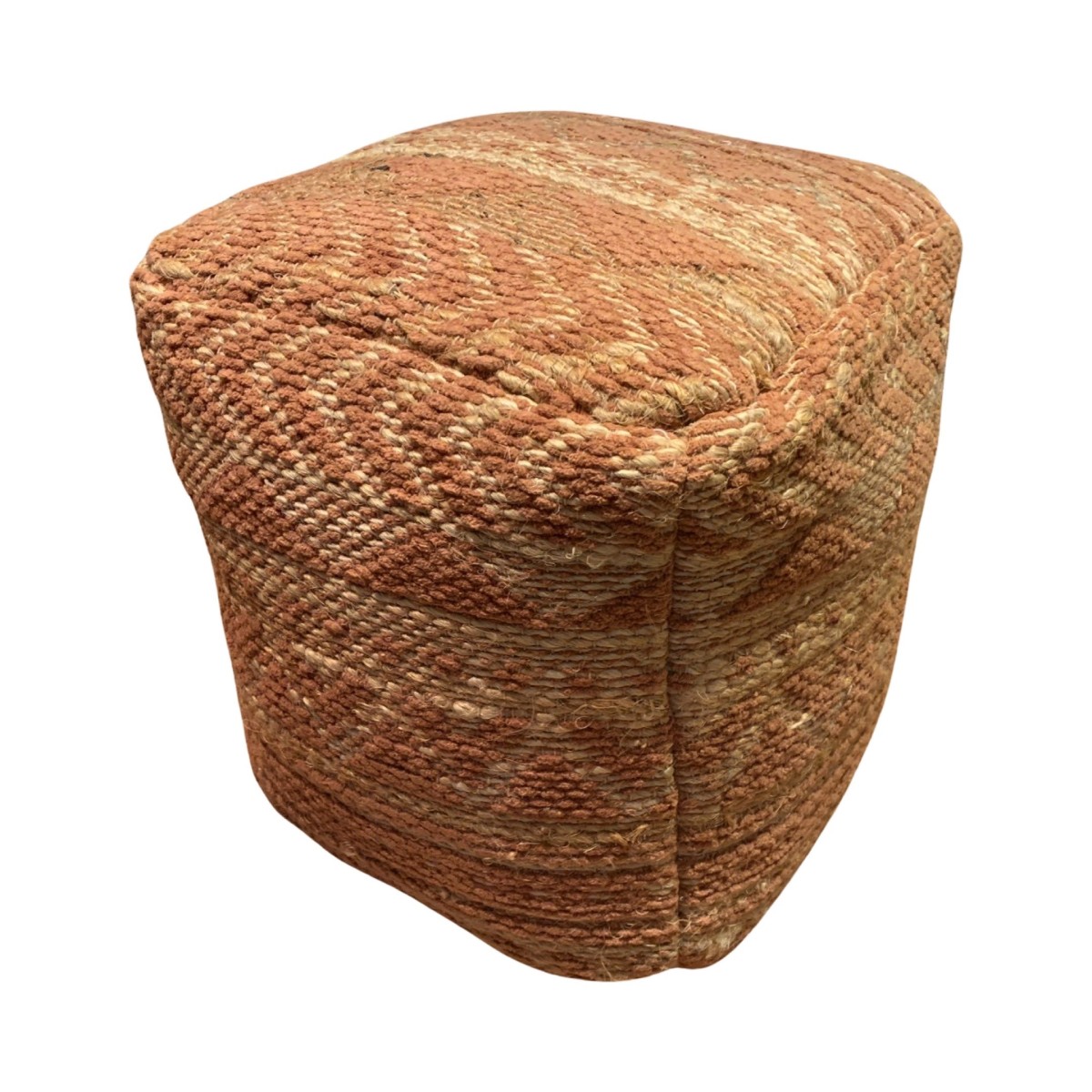 Poef jute terra chenille 40x40xh40cm