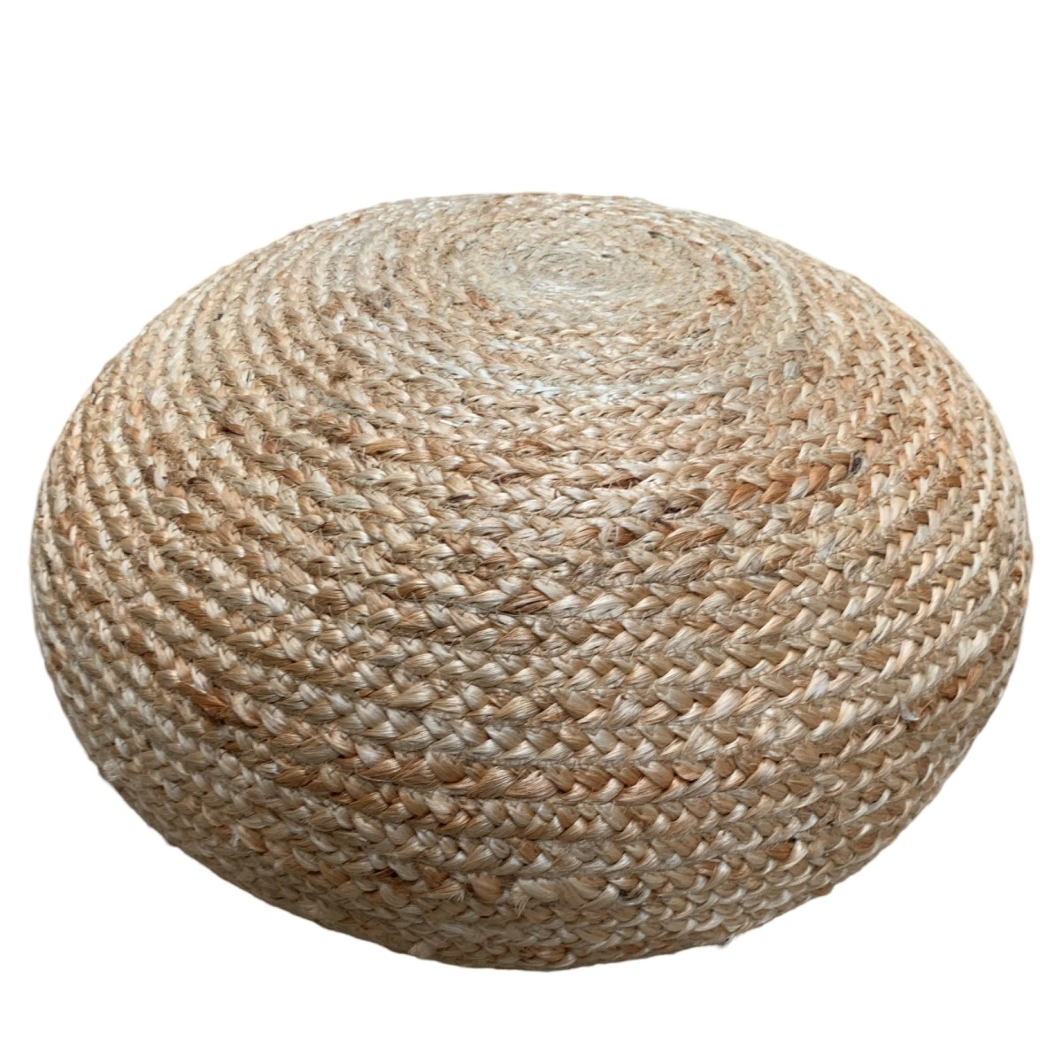 Poef rond jute gevlochten naturel ø 60 hg 20cm