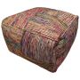 Pouf square recycled silk on offwhite cotton w:55x55 h:35cm