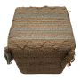 Pouf square woven jute wool PET cotton sage white 40x40hg40cm