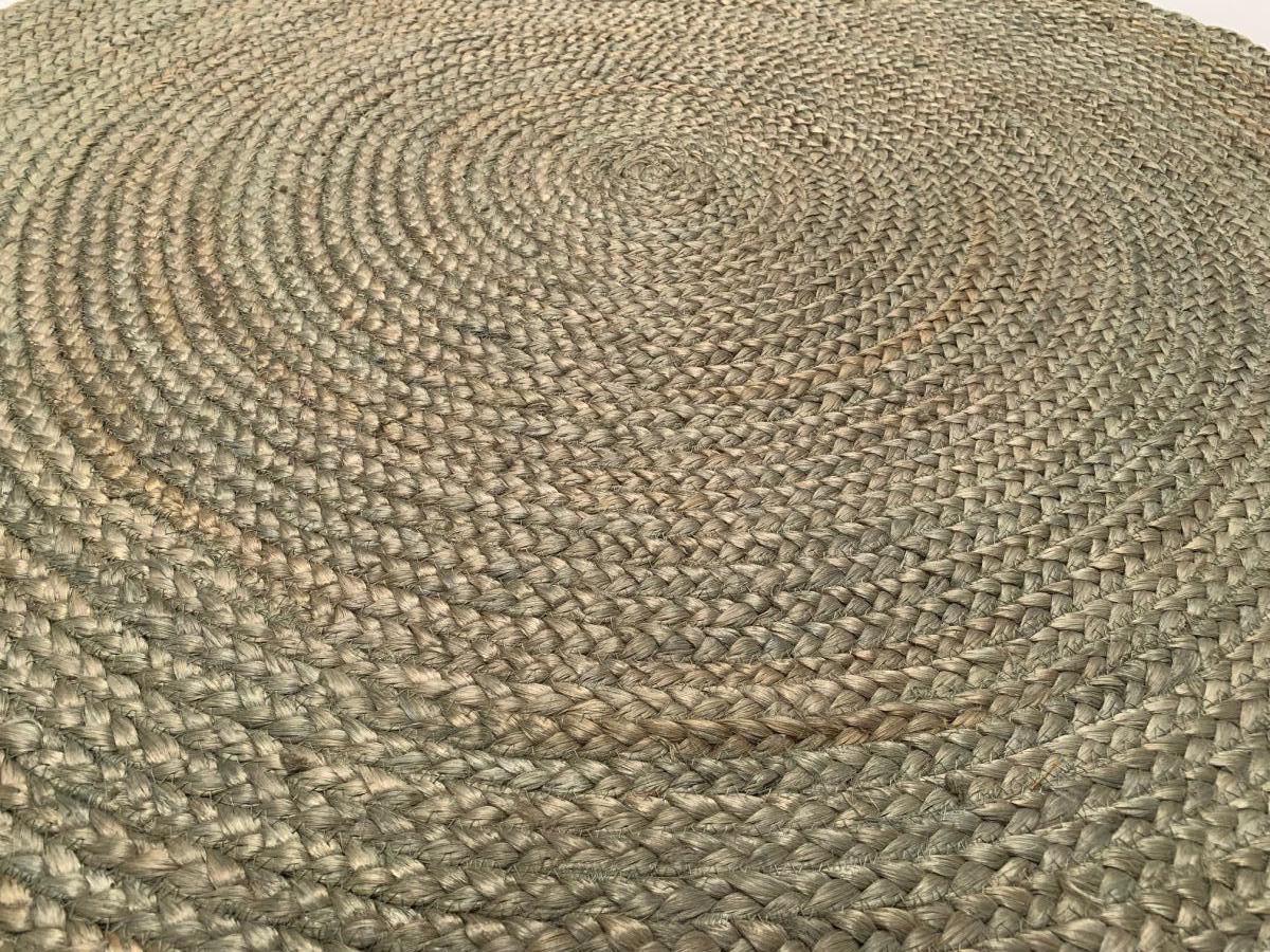 rug braided jute round 200cm olive green