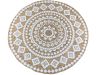 rug braided jute round with white print 120 cm