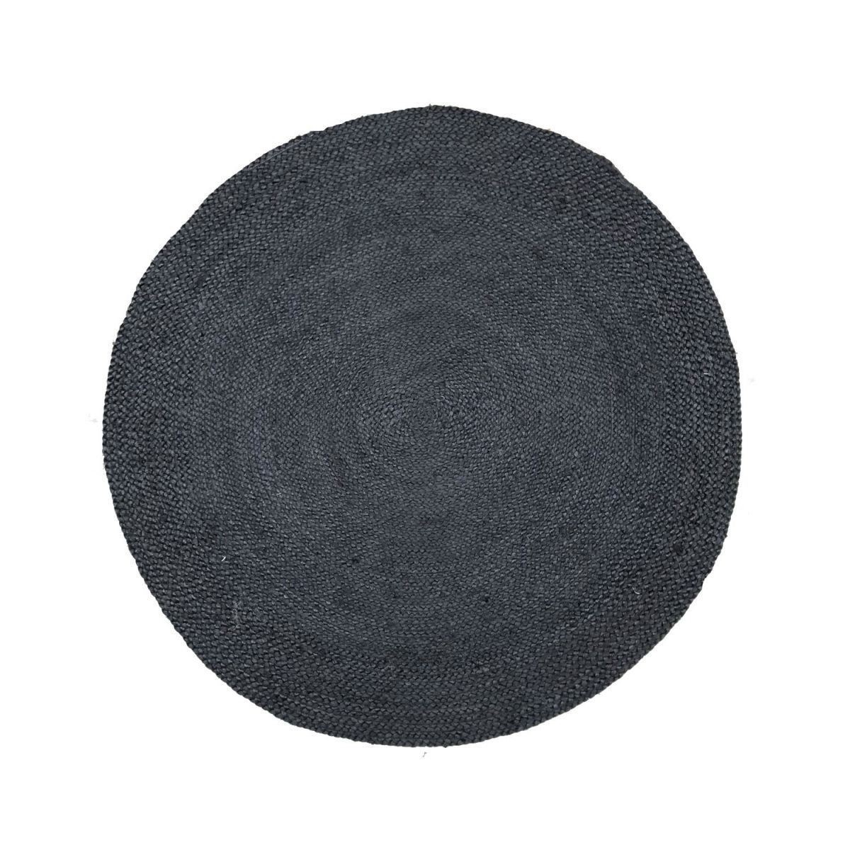 rug braided jute round black 200 cm