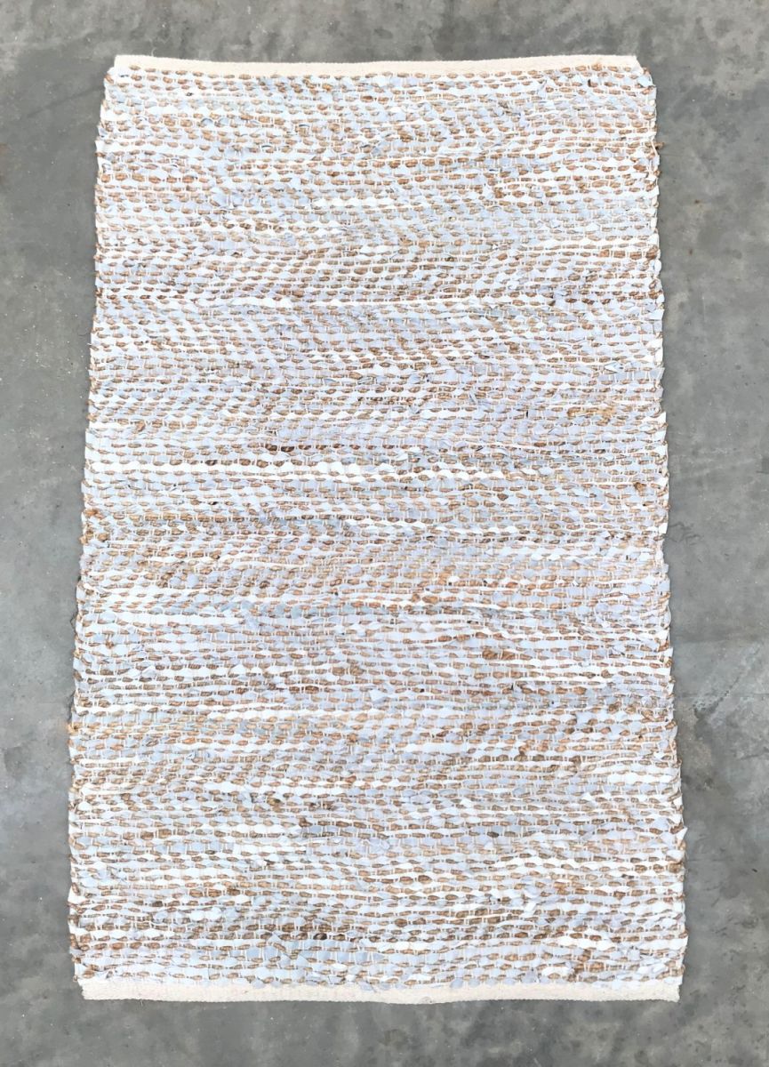 rug leather whitegrey hemp 80x140cm