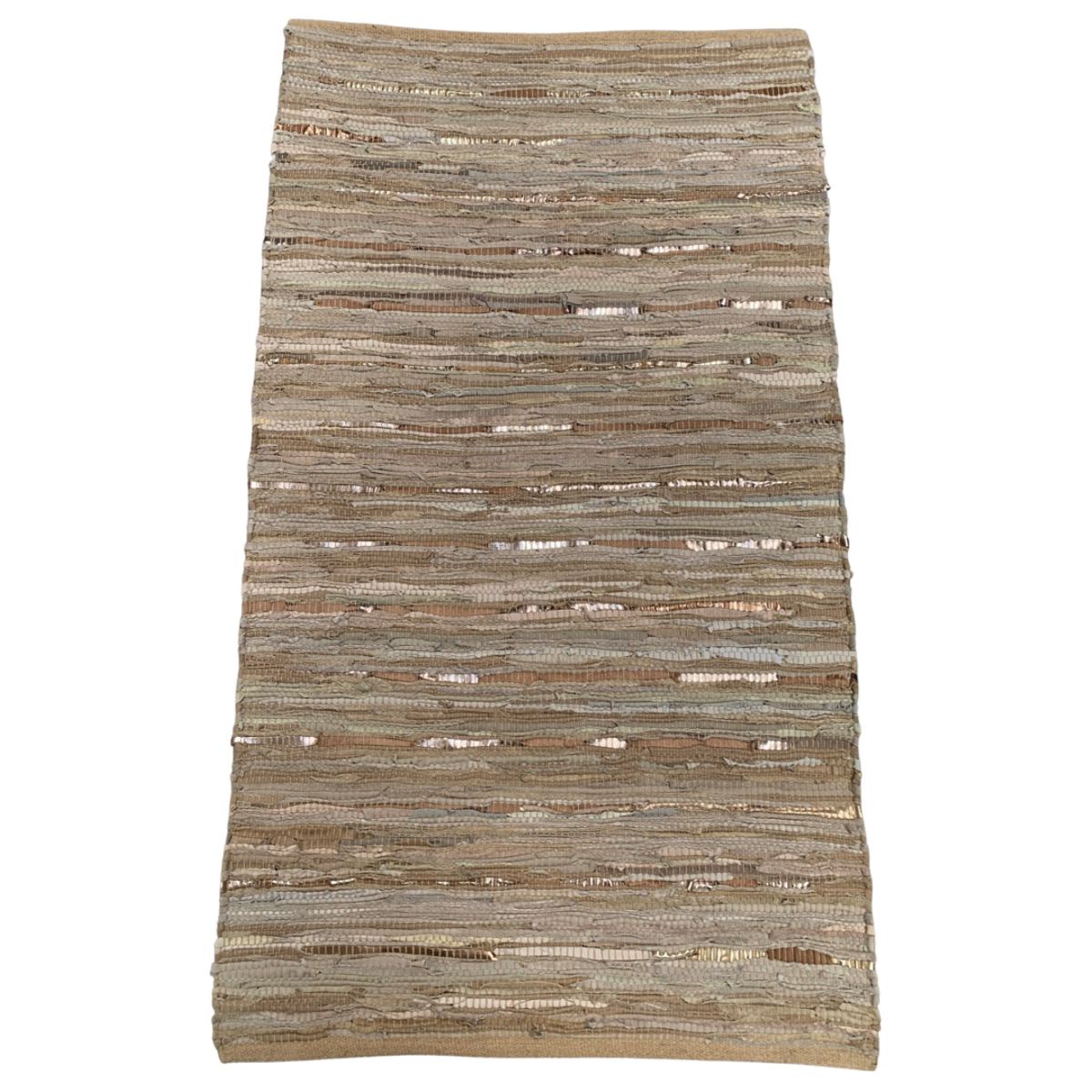 rug recycled leather beige with accent of gold copper 80x140cm