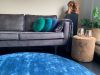rug round tencel 150 cm blue