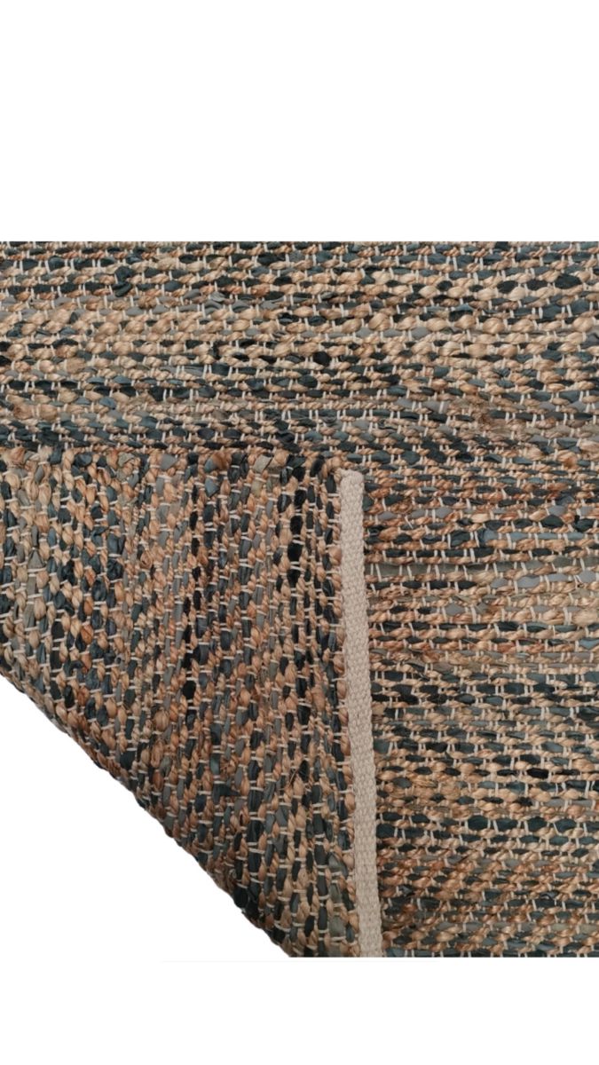 rug woven jute and recycled leather grey 80x140cm