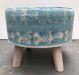 stool wood linen turquoise 50 cm hg 40 cm