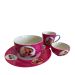 Tableware porcelain fuchsia pink plate bowl small and mug gift set