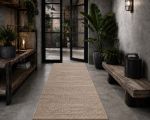 Vloerkleed loper geweven jute wol Beige Naturel 80x240cm