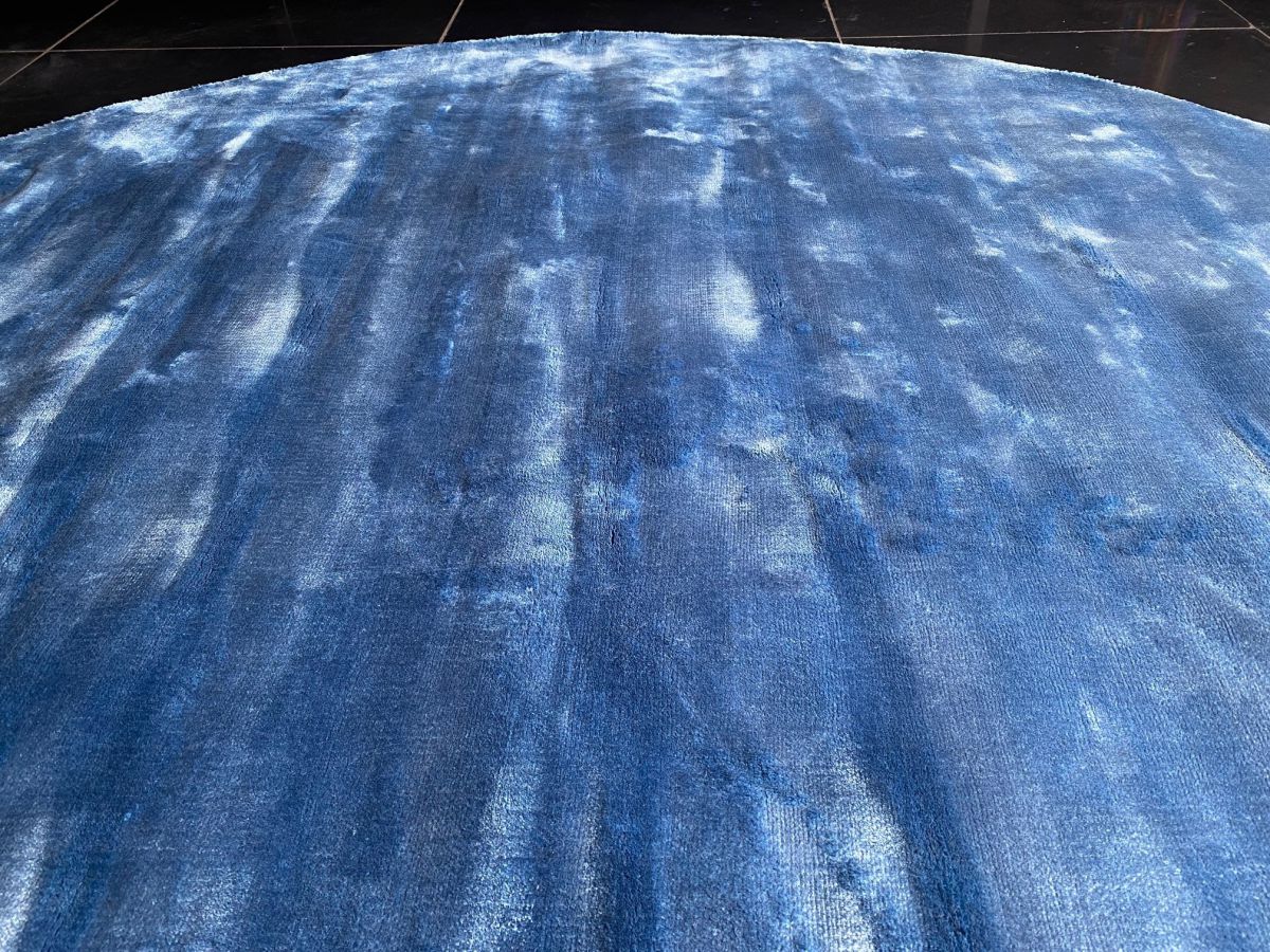 vloerkleed tencel blauw rond 200cm