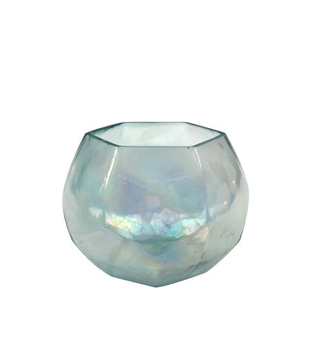waxinehouder glas bolvormig turquoise hg8 10cm