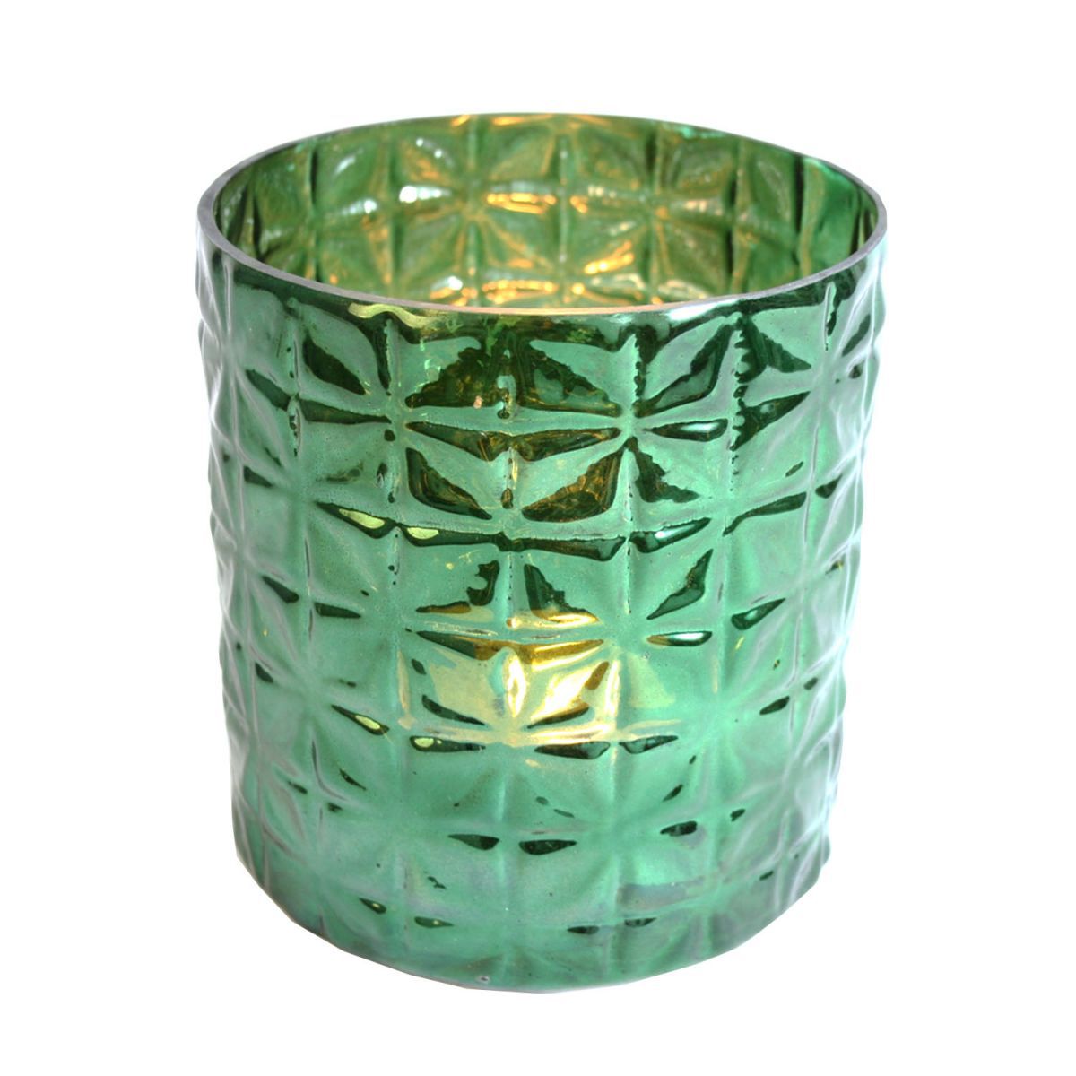 waxinehouder glas groen 16x15 cm
